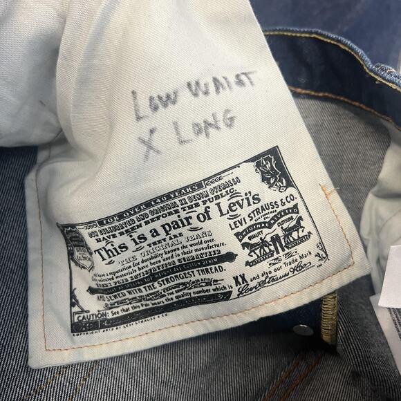 Levis 501 Jeans Mens 36x36 Blue Denim Straight Leg Button Fly Raw 501 - Picture 9 of 13